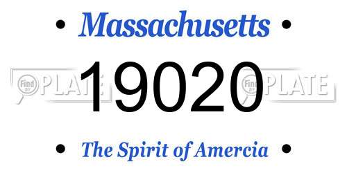 19020 Massachusetts License Plate
