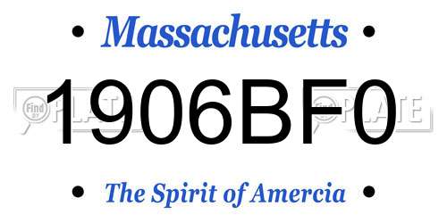 1906BF0 Massachusetts License Plate