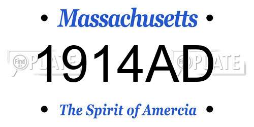 1914AD Massachusetts License Plate