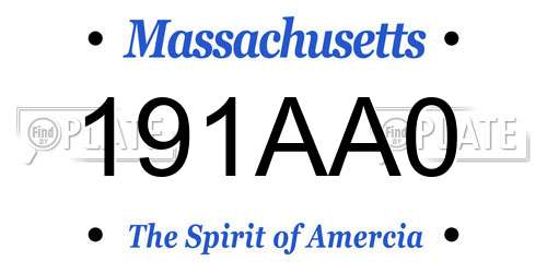 191AA0 Massachusetts License Plate