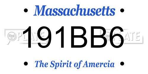 191BB6 Massachusetts License Plate