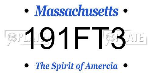 191FT3 Massachusetts License Plate