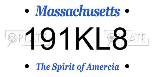 191KL8 Massachusetts License Plate