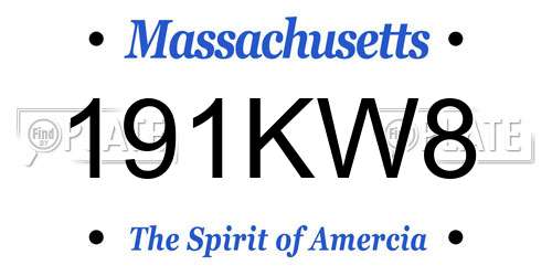191KW8 Massachusetts License Plate
