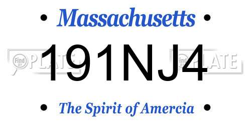 191NJ4 Massachusetts License Plate