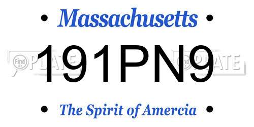 191PN9 Massachusetts License Plate