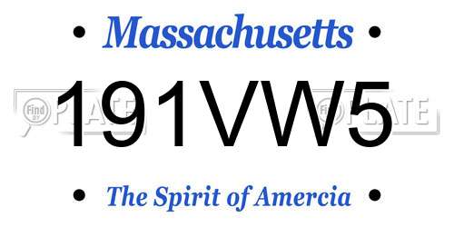 191VW5 Massachusetts License Plate