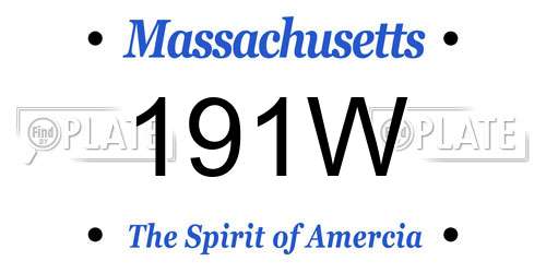 191W Massachusetts License Plate