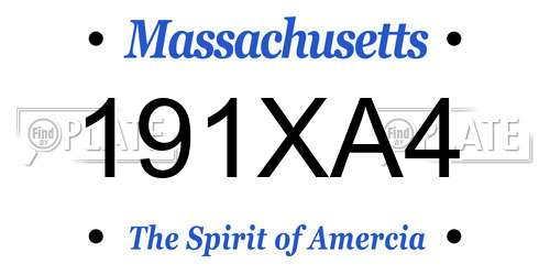 191XA4 Massachusetts License Plate