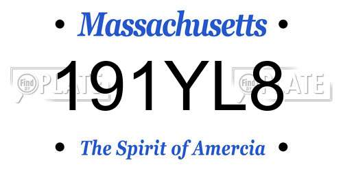 191YL8 Massachusetts License Plate