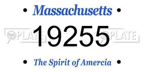 19255 Massachusetts License Plate