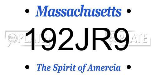 192JR9 Massachusetts License Plate