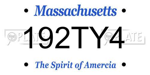 192TY4 Massachusetts License Plate