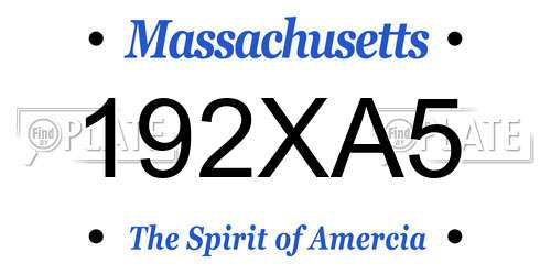 192XA5 Massachusetts License Plate