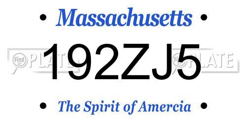 192ZJ5 Massachusetts License Plate
