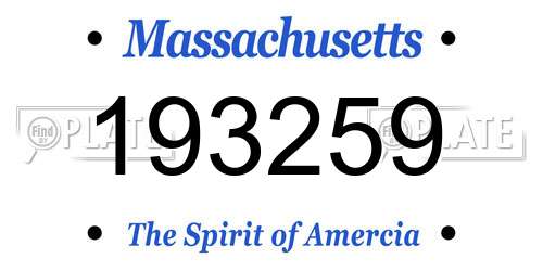 193259 Massachusetts License Plate