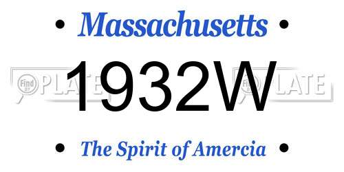 1932W Massachusetts License Plate
