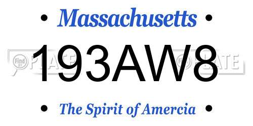 193AW8 Massachusetts License Plate