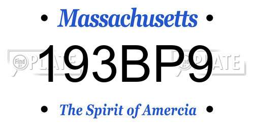 193BP9 Massachusetts License Plate