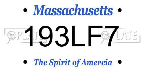 193LF7 Massachusetts License Plate
