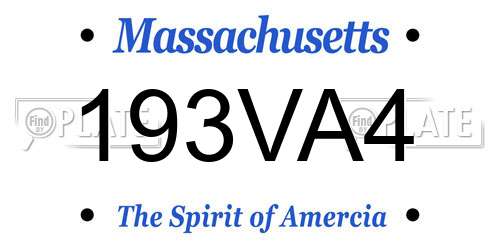 193VA4 Massachusetts License Plate
