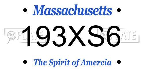 193XS6 Massachusetts License Plate