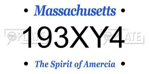 193XY4 Massachusetts License Plate