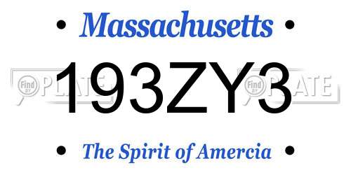 193ZY3 Massachusetts License Plate