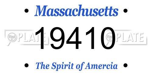 19410 Massachusetts License Plate