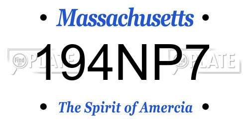 194NP7 Massachusetts License Plate