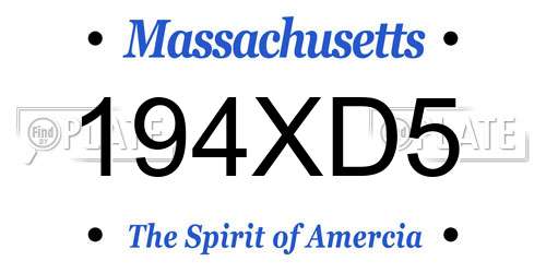 194XD5 Massachusetts License Plate
