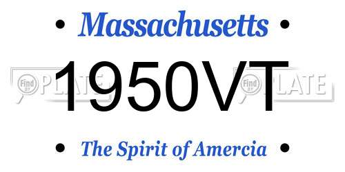 1950VT Massachusetts License Plate