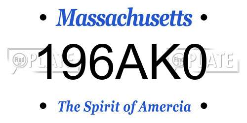 196AK0 Massachusetts License Plate