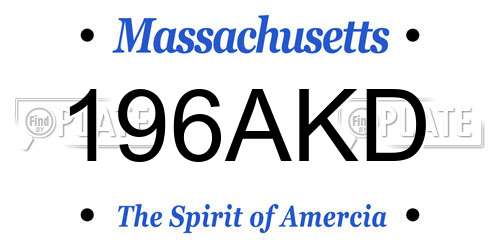 196AKD Massachusetts License Plate