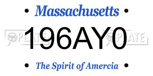 196AY0 Massachusetts License Plate