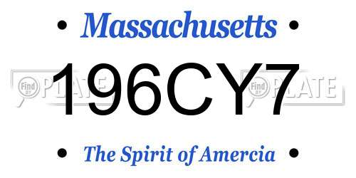 196CY7 Massachusetts License Plate