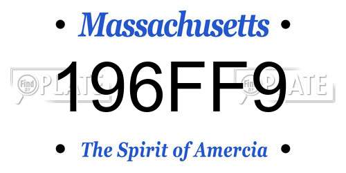 196FF9 Massachusetts License Plate
