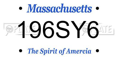 196SY6 Massachusetts License Plate