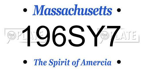 196SY7 Massachusetts License Plate