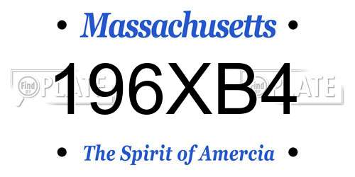 196XB4 Massachusetts License Plate