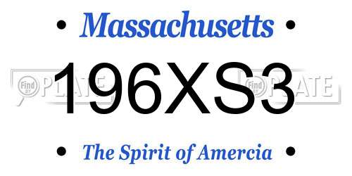 196XS3 Massachusetts License Plate