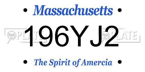 196YJ2 Massachusetts License Plate