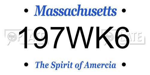 197WK6 Massachusetts License Plate