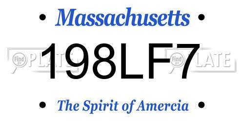 198LF7 Massachusetts License Plate