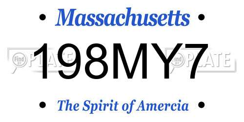 198MY7 Massachusetts License Plate
