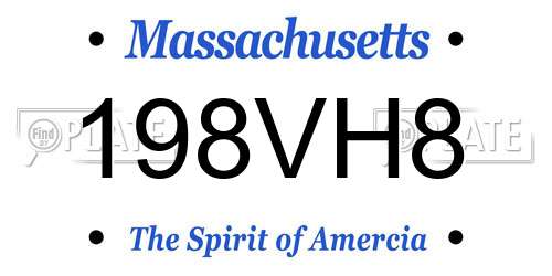 198VH8 Massachusetts License Plate