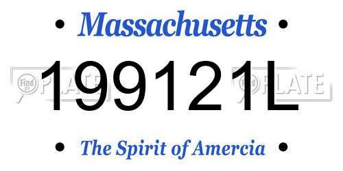 199121L Massachusetts License Plate