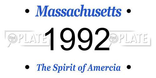 1992 Massachusetts License Plate