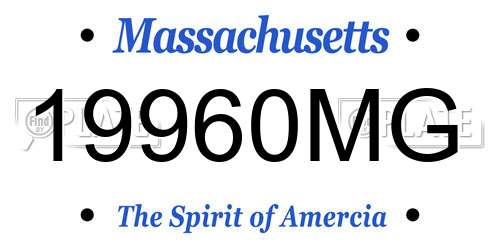 19960MG Massachusetts License Plate