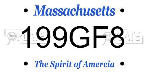199GF8 Massachusetts License Plate